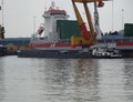 Mosella in de Merwedehaven Rotterdam laden uit zeeschip.