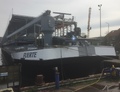 Fuerte bij scheepswerf 't Ambacht BV in Hendrik-Ido-Ambacht tijdens ombouw Ro-Ro schip.