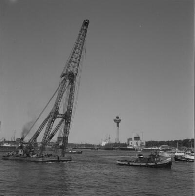 Adelaar met de sleepboot Zeehond op de Nieuwe Maas in Rotterdam.