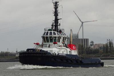Union Kodiak op de Schelde in Antwerpen.